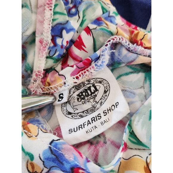 Colorful Floral Midi Lace Up Flowy Rayon Summer Ditsy Vacation Skater Dress Sz S - Picture 7 of 8